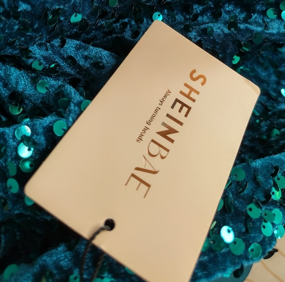 Sheinbae Sequin Teal Dress M - Picture 6 of 7